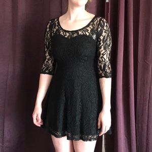 black lace mini dress